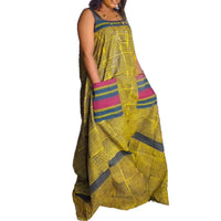 Printed Contrast Color Oversized Wide Leg Suspender Jumpsuit
