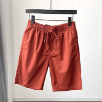 Quick-drying Pure Cotton Elastic Waist Cropped Pants Mens Solid Color Casual Shorts