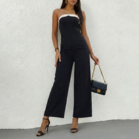 Womens Spliced Strapless Sleeveless Jumpsuit