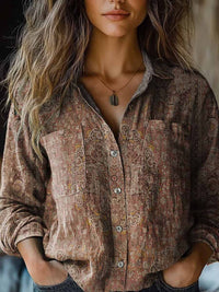 3D Printed Abstract Pattern Women's Long-sleeved Blouse