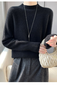 Thickened Half-high Collar Pure Wool Sweater Women's Seamless Sweaters Bottoming Shirt