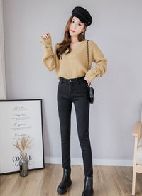 Women's thickened velvet jeans