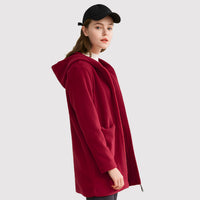 Mid long fleece jacket with hood
