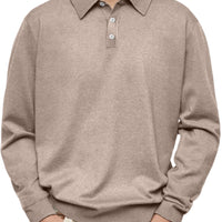 Winter Dralon Long Sleeve V-neck Buttons Men's Casual Jacket Polo Shirt