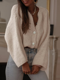 New French Elegant Solid Color Single-breasted Sweater Women