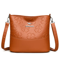 Multi-layer Soft Leather Bucket Large Capacity Women's Shoulder Messenger Bag
