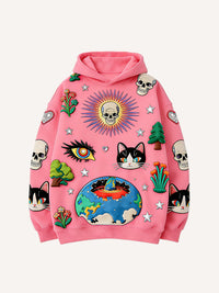 Mens Printed Sweatshirt With Hooded Pullover Style
