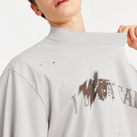 Loose Men's Clothing Small Turtleneck Crack Hand-painted Dirty Printed T-shirt