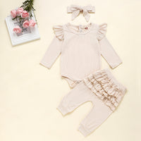 Three-piece lace trousers headband
