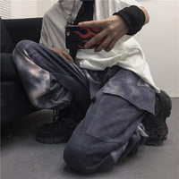 Tie-dye beam-leg loose slacks
