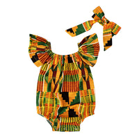 Children's headband printed jumpsuit