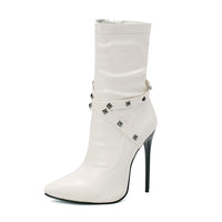 Womens European-style Mid-calf Boots With Slender High Heels