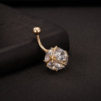 Colored square crystal ball navel ring belly button