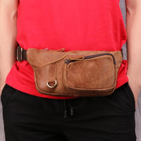 Crossbody Phone Waist Chest Bag Top Leather Men's Bag