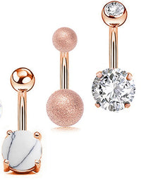 Nail zircon belly button ring set combination