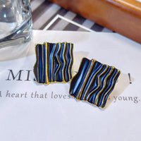 Europe And America Cross Border Ins Style Irregular Metal Pleated Paint Ear Studs