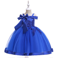 Girls bow beaded flower dress