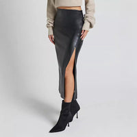 Womens Fashionable Slit Zipper Bodycon Skirt
