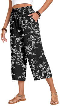 Loose-fitting Casual Wide-leg Pants With Pockets And A High Waist