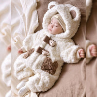 Fleece Lined Padded Warm Keeping Going Out Rompers Coat