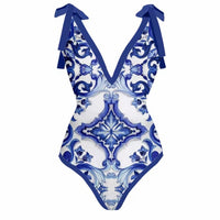 Women's Retro Printed One-piece Swimsuit