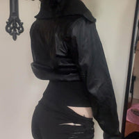 Retro Workwear Zipper Leather Jacket Coat