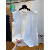 Retro Linen Vest Shirt Women's Top