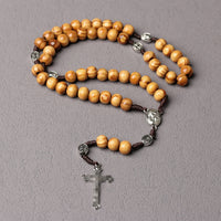 Natural Wood Beads Handmade Cross Pendant