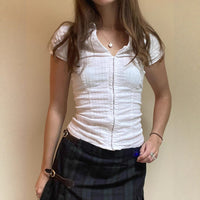 Korean College Style Basic Style Shoulder Waist Trimming Shirt
