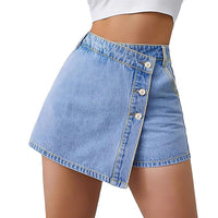 Irregular High-waisted Stretch Womens Denim Skirt Pants
