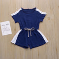 Summer casual splice color jumpsuit shorts
