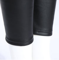 Plush Thick High Waist PU Slim Slim Leather Pants Slim Leggings
