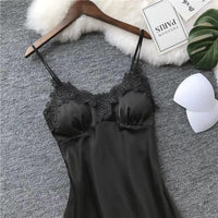 Women's sexy strappy ice silk nightdress