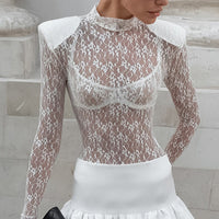Jacquard Lace Knitted Slim Bottoming Shirt Women's Fashion Casual