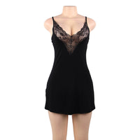 Plus size pajamas lace suspenders nightdress