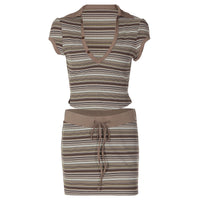Womens Striped Tube Top And Skirt Set