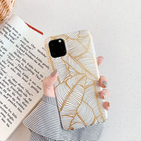 Bronzing banana leaf phone case
