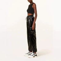 Mirror-finish Patent Leather Stretchy Loose Casual Leather Pants