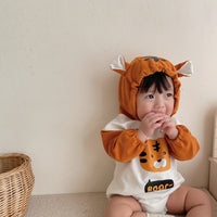 Cute And Versatile Baby Tiger Print Hooded Romper