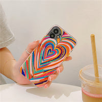 Colorful Heart Couple Phone Case Corner Shockproof Soft Cover Coque
