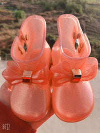 Children's Rain Boots With Solid Color Bows And Low Boots