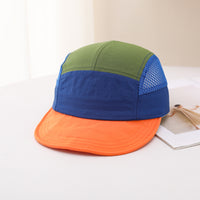 Multi-color Stitched Mesh Fabric, Lightweight And Breathable, Simple And Casual Style. This Baseball Cap With A Flat Brim Is Suitable For Sports, Travel And Daily Use.