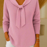 Women's Solid Color Loose And Knitted Bow Sweater