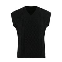 Women's V-neck Twisted Solid Color Top Sweater