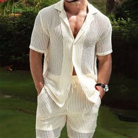 Men's Retro Cotton And Linen Stripes Henley Shirt Casual Loose Shirt Cardigan Lapel Men's Clothing