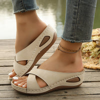Casual And Comfortable Cross-strap Wedge Sandals One Size Fits All