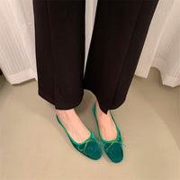 Women's Bow Solid Color French Flat Low-cut Shoes