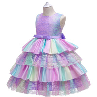 Colorful Gradient Lace Princess Dress