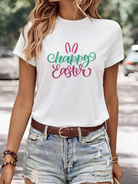 Women's Minimalist Printed Casual Round Neck Short Sleeved Shirt