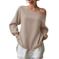 Women's Sweater Casual Solid Color Diagonal Collar